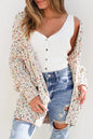 White Confetti Rib Knit Long Sleeve Cardigan