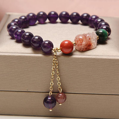 Natural Freshwater Pearl Strawberry Quartz Fishtail Bracelet