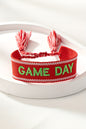 Fiery Red GAME DAY Embroidered Woven Tassel Decor Bracelet