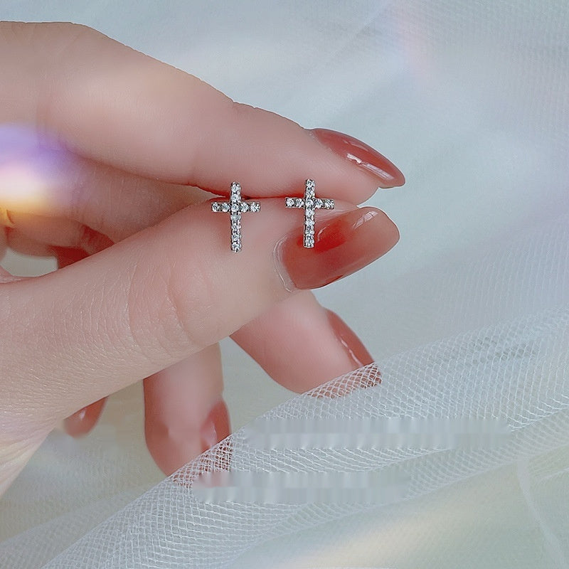 Simple Cross Stud Earrings For Women