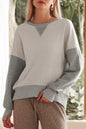 Yellow Color Block Thumbhole Sleeve Drop Shoulder Sweatshirt