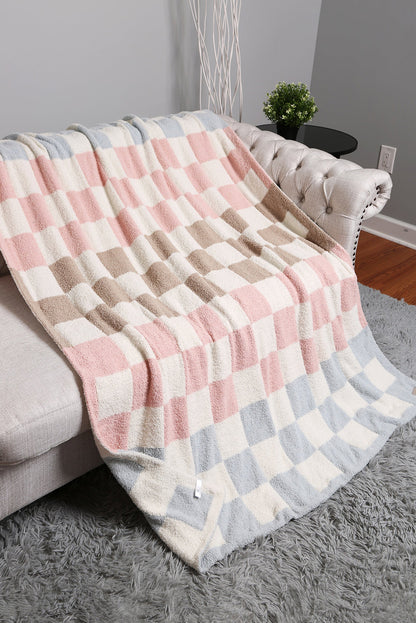 White  Colorblock Checkered Soft Blanket 127*152cm