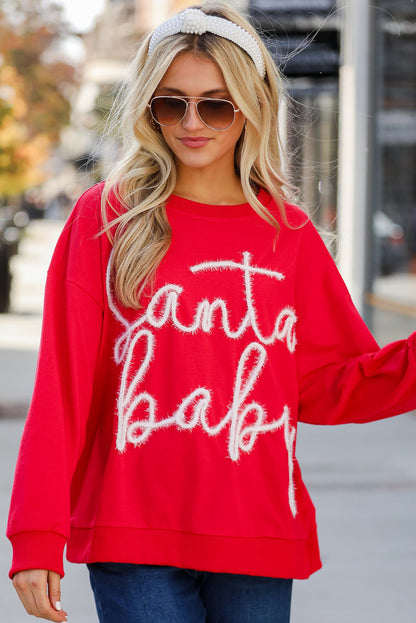 Fiery Red Christmas Santa Baby Tinsel Graphic Sweatshirt