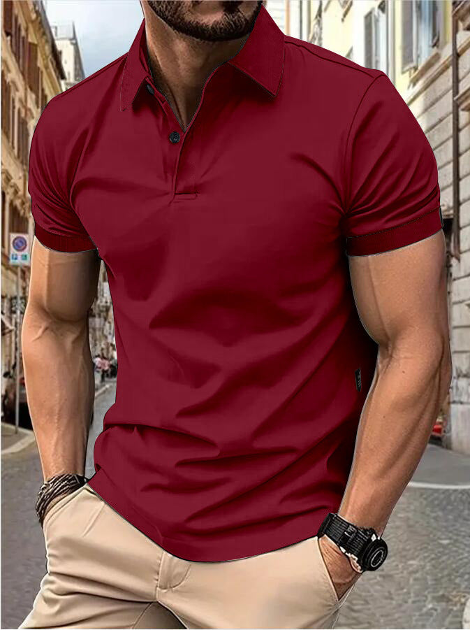 Men's New Summer Solid Color Slim Short-sleeved Tops