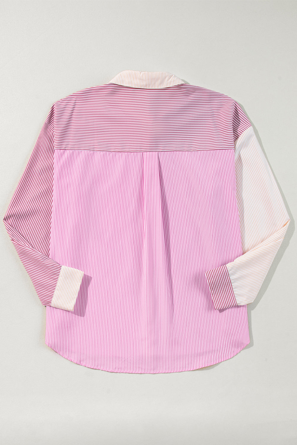 Pink Stripe Print Colorblock Plus Size Shirt