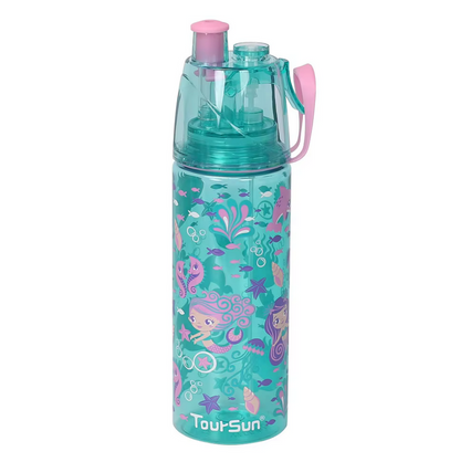 Toursun 590ml Kids Water Bottle with Straw and Spray Function - Outdoor Student Plastic Bottle