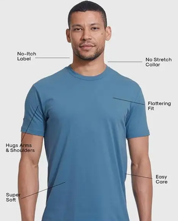 BreezyFit Men's Short Sleeve Crew Neck Cotton T-Shirt – Soft, Breathable Comfort