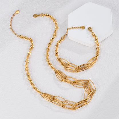 Fashion Multi-layer Gold Chain Necklace Bracelet