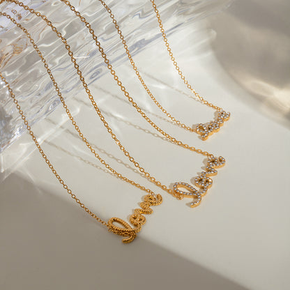 Simple Clavicle Chain Gold Stainless Steel Rhinestone Full Diamond Female