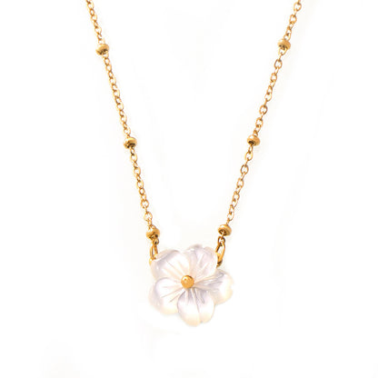 Temperamental Cold Style Necklace White Sea Shell Flowers