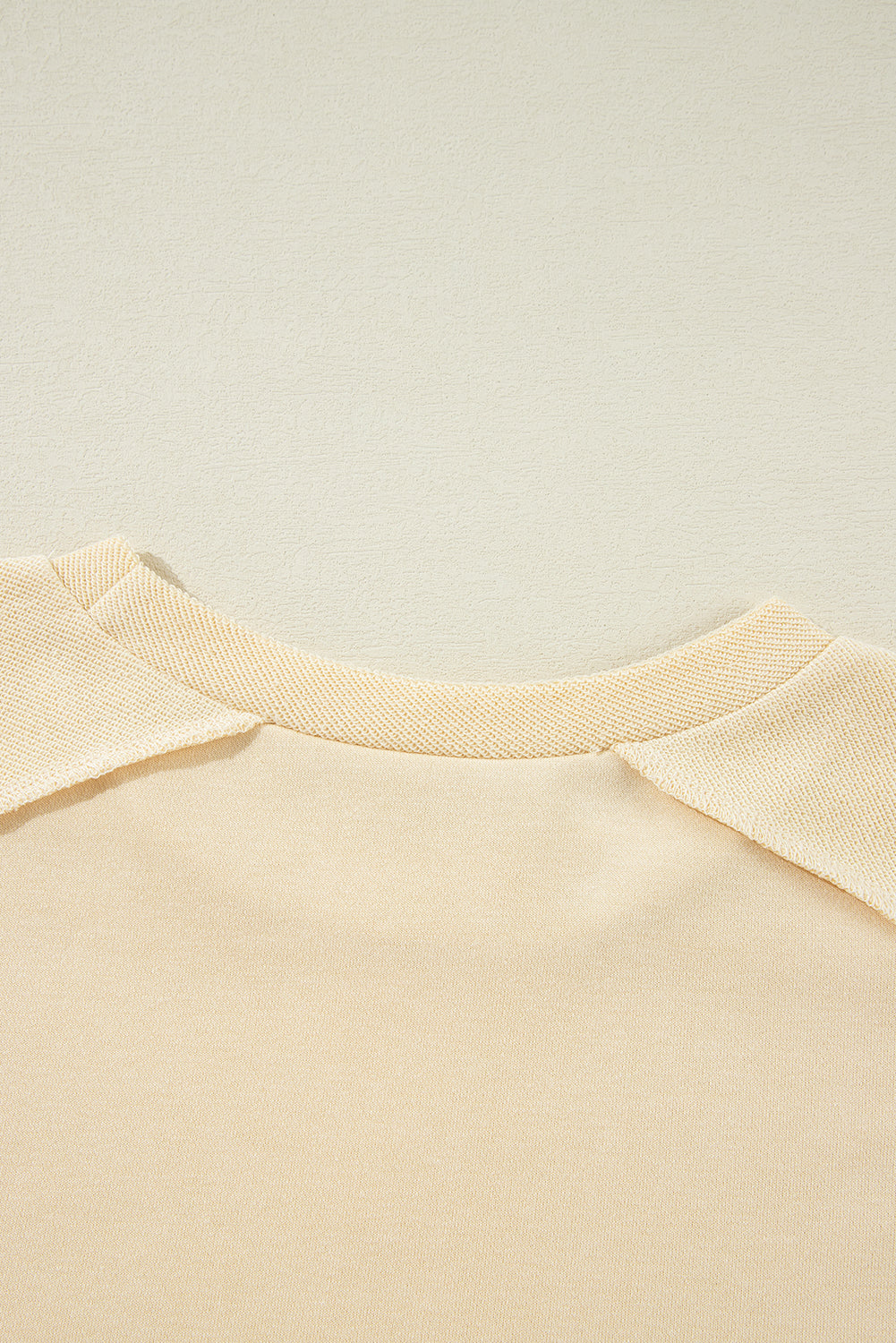 Beige Splicing Round Neck Pullover Sweatshirt