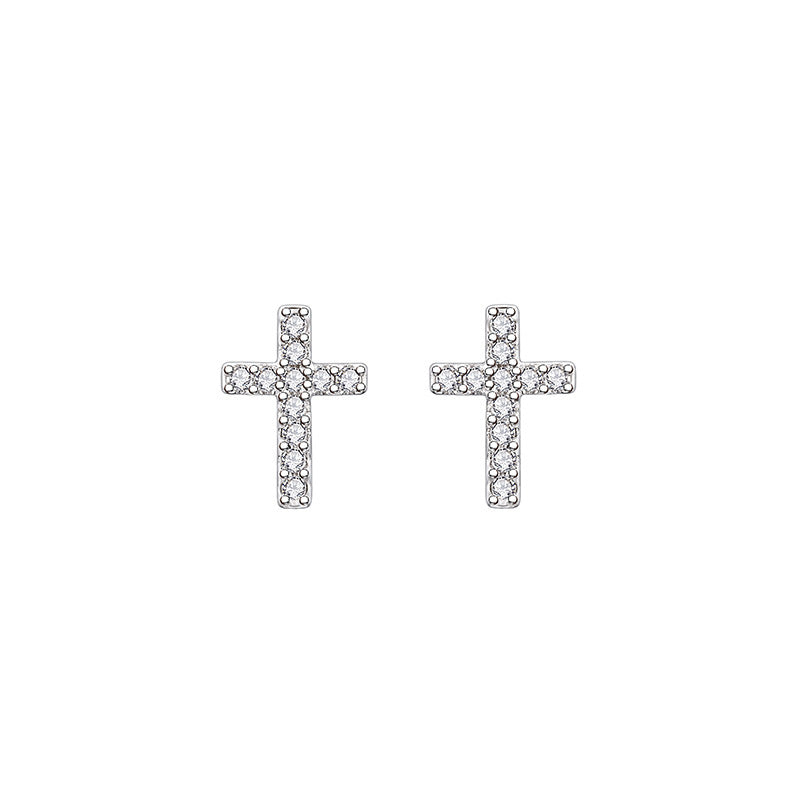 Simple Cross Stud Earrings For Women