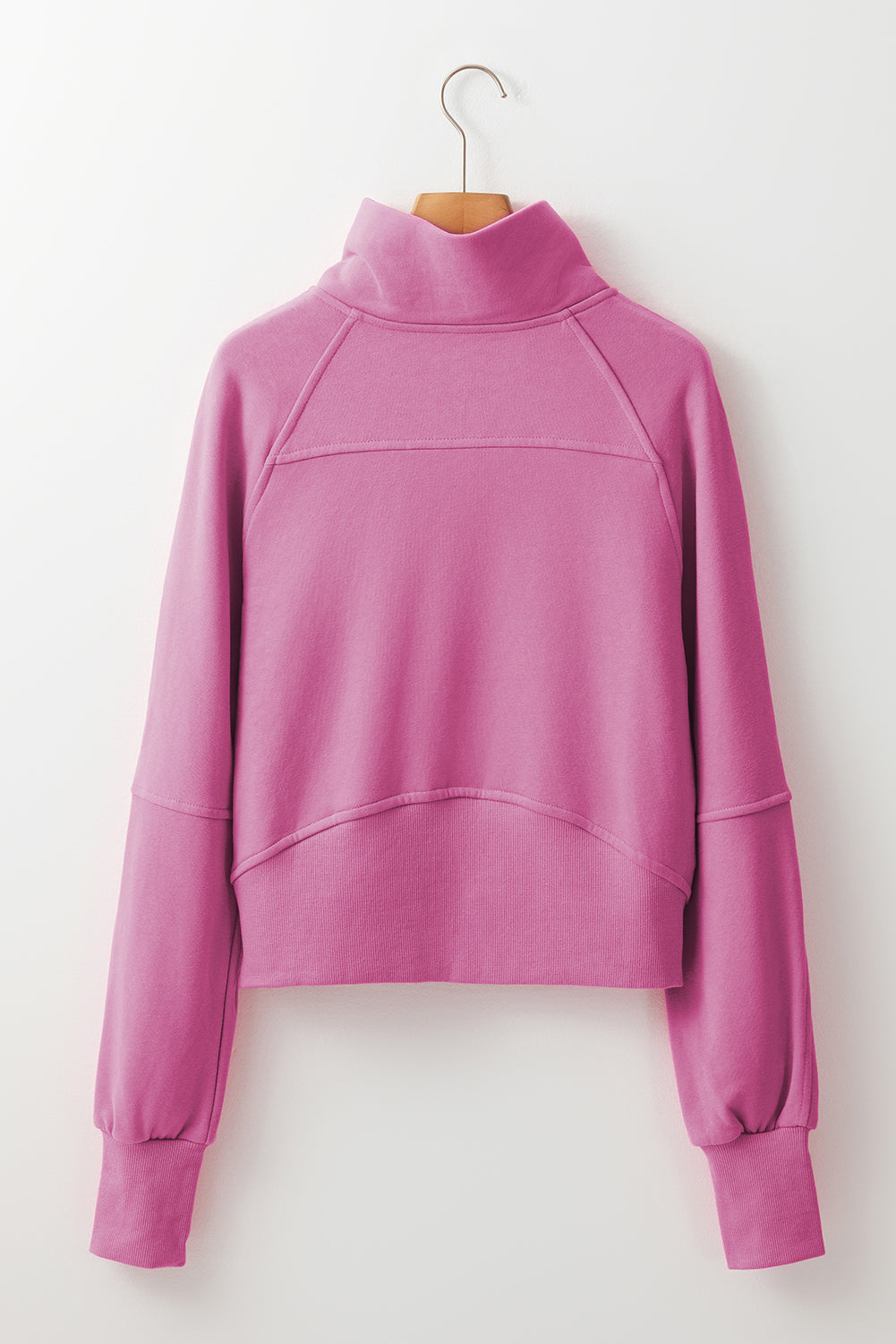 Flamingo Fleece Lined Zip Up Stand Collar Thumbhole Sleeve Sweatshirt