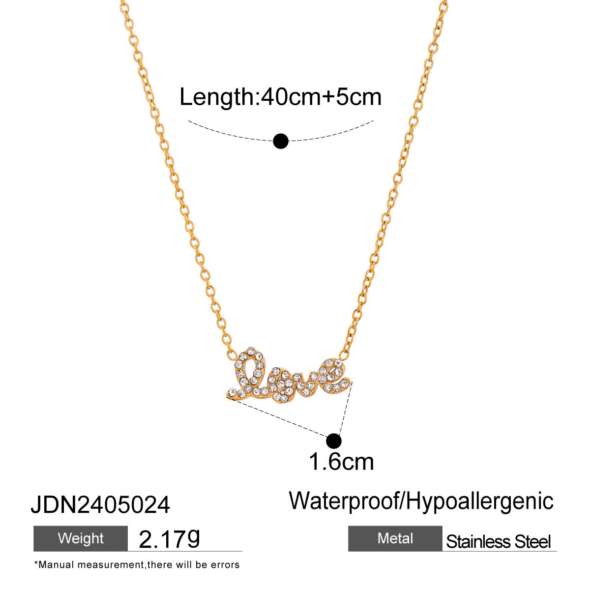 Simple Clavicle Chain Gold Stainless Steel Rhinestone Full Diamond Female