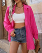 Fashion Loose Candy Color Long Sleeve Shirt Top