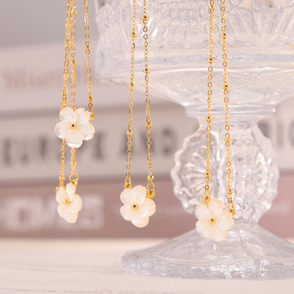 Temperamental Cold Style Necklace White Sea Shell Flowers