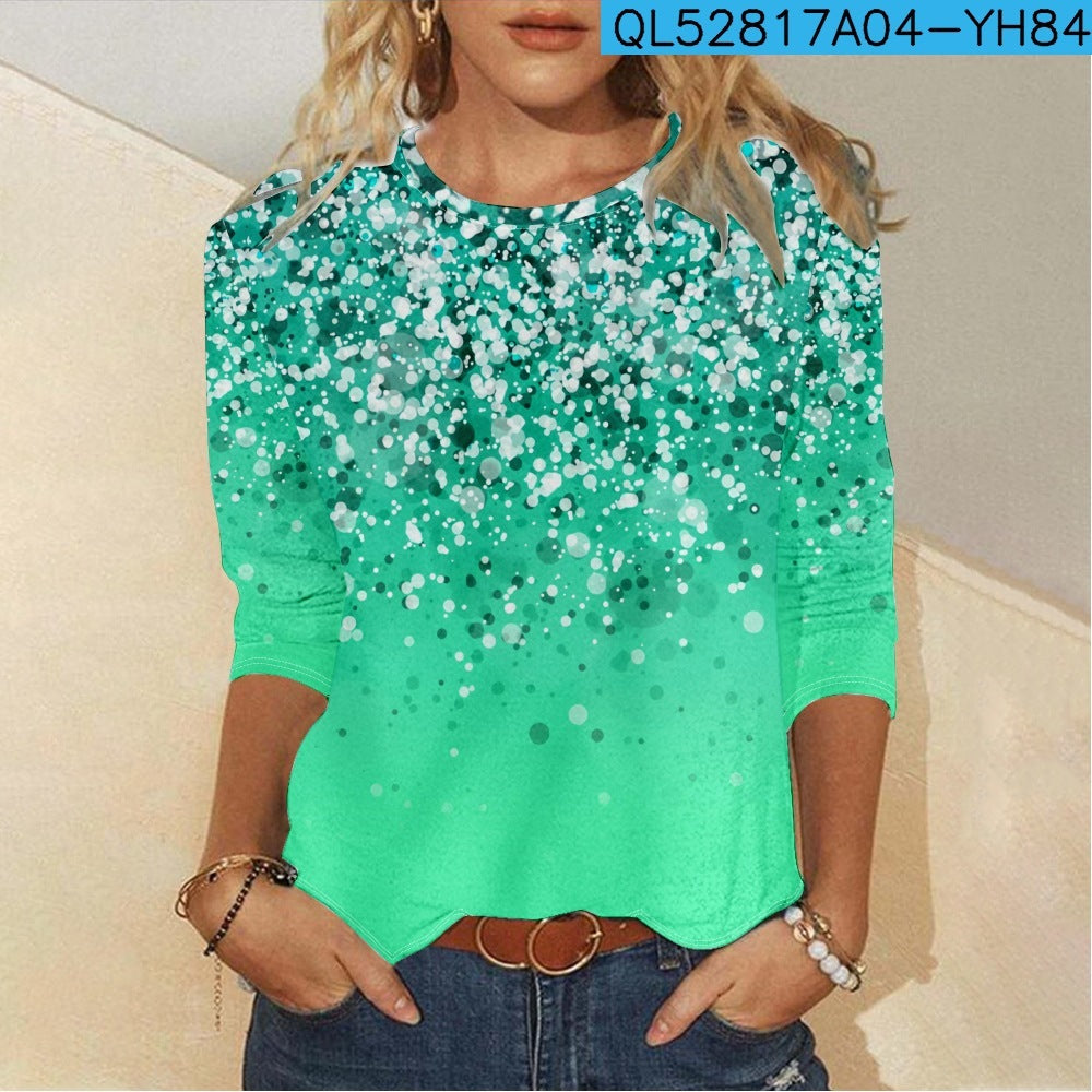 3D Digital Printing Casual Long-sleeved Women's T-shirt