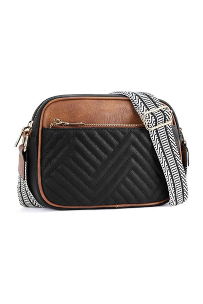 Chestnut Quilted Faux Leather Crossbody Bag 22*6*16cm