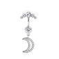 Stainless Steel European And American Inlaid Zircon Navel Stud Love Moon Piercing Jewelry