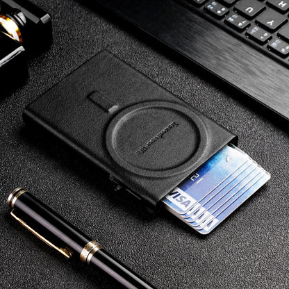 Anti-Theft Credit Card RFID Automatic Pop-up Leather Aluminum Alloy Card Package