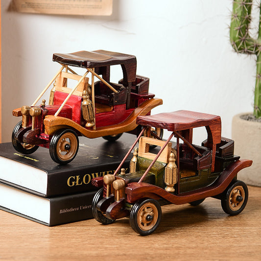 Retro Creative Home Desktop Wooden Vintage Car Ornaments