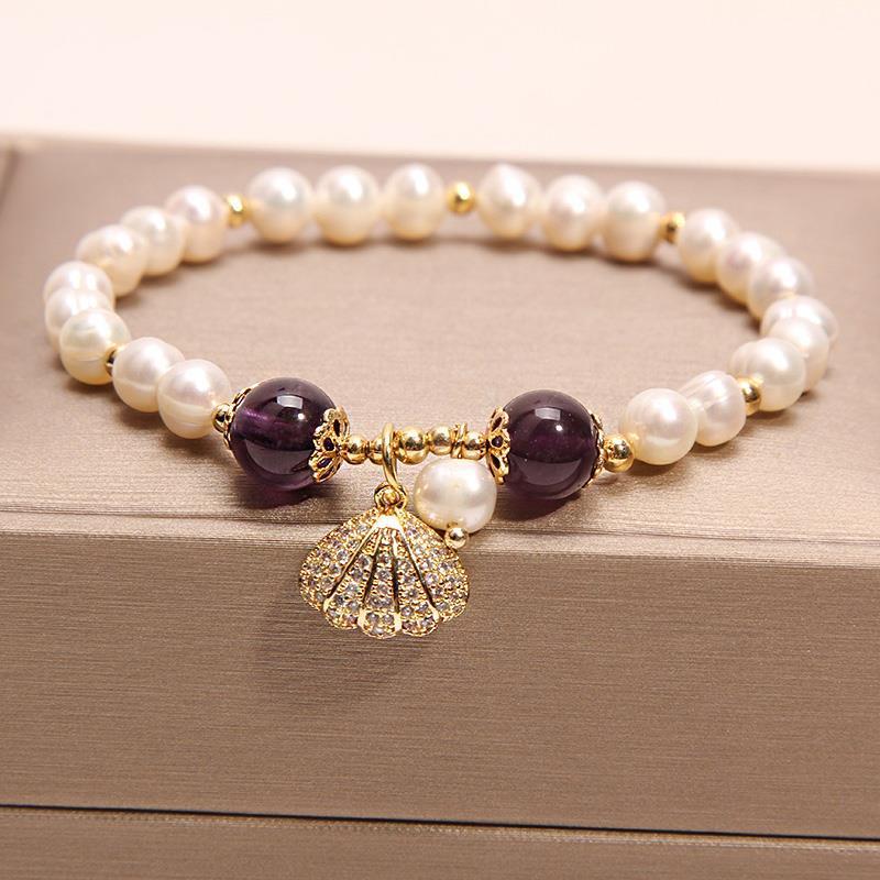 Natural Freshwater Pearl Strawberry Quartz Fishtail Bracelet