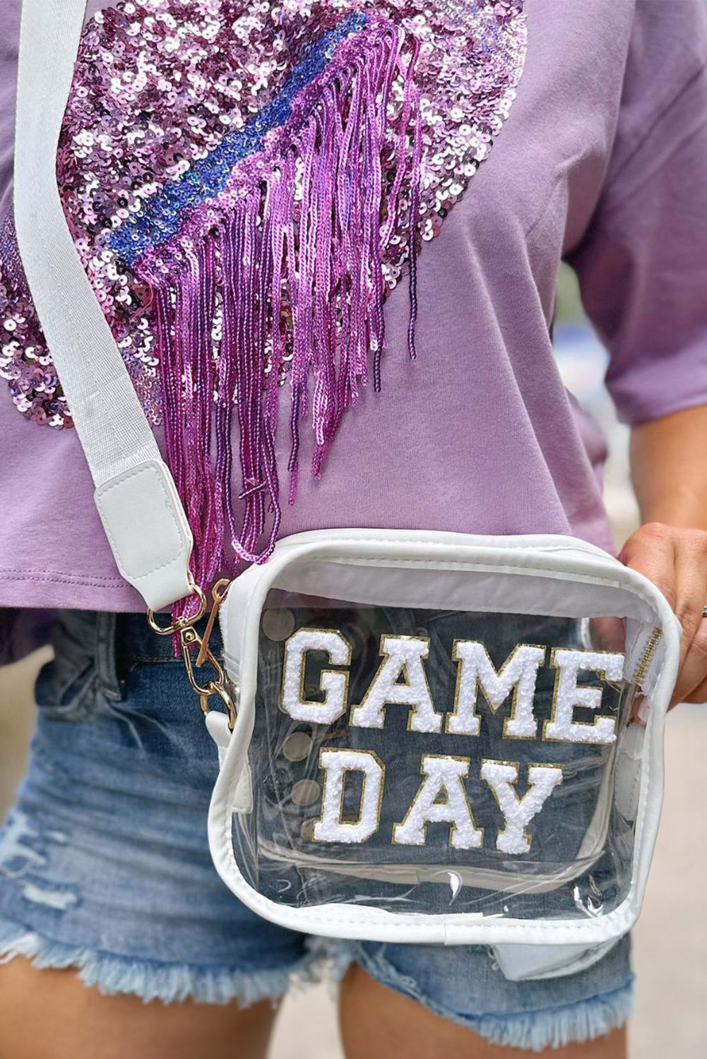 Fiery Red GAME DAY Rugby Football Clear Shoulder Bag