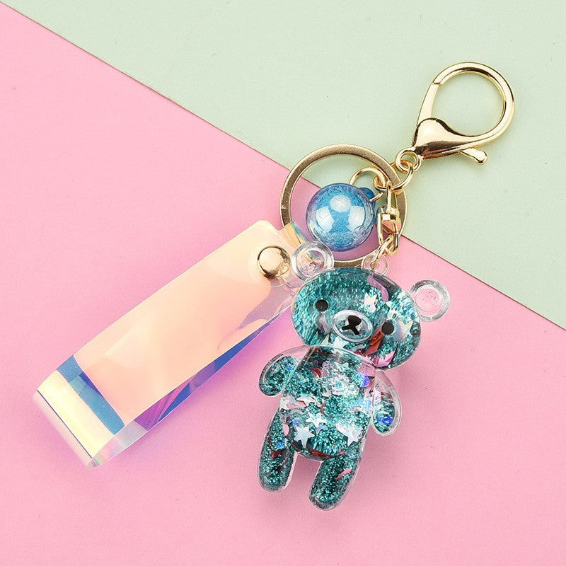 Acrylic Oil-filled Bear Keychain