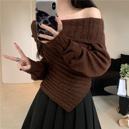 Off-shoulder Irregular Sweater Women