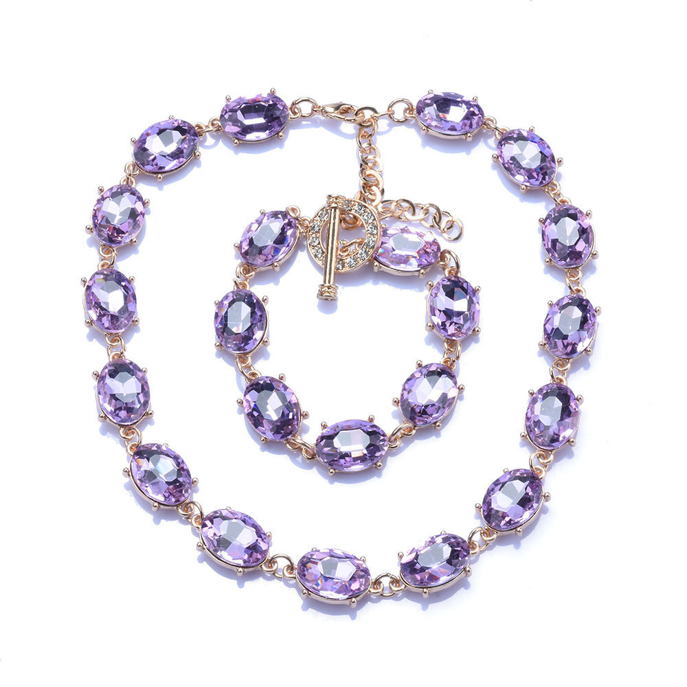 Retro Super Flash Rhinestone Decorative Necklace Women's Fashion Refined Grace Crystal