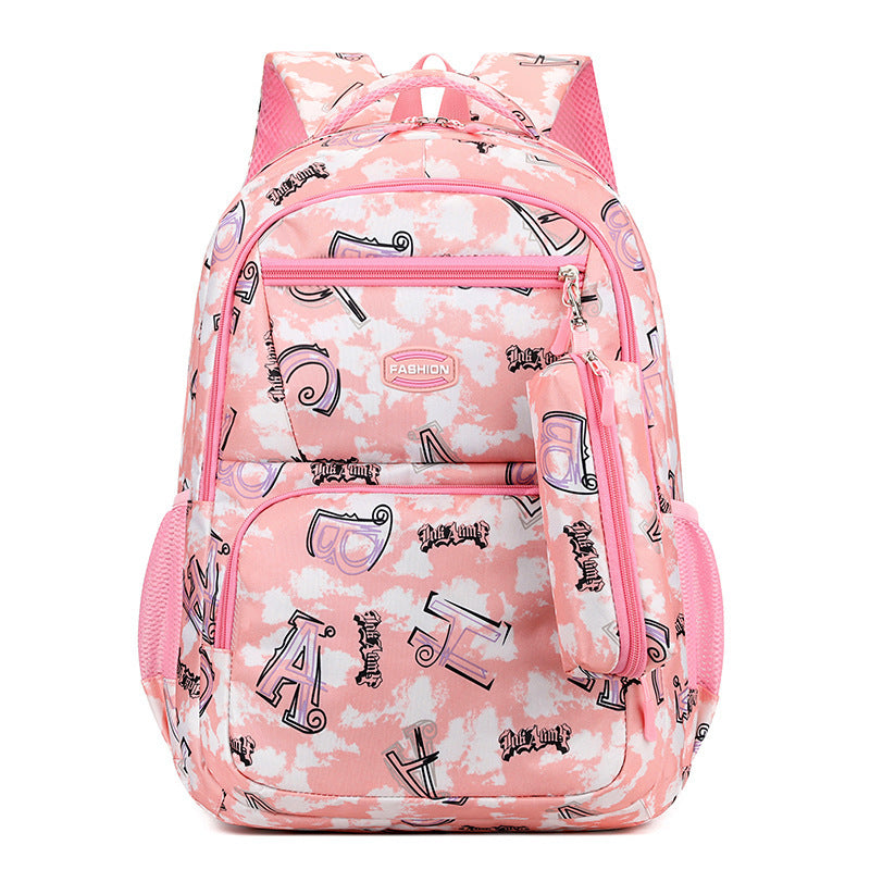 New Letter Print Backpack With Pencil Case Fsahion Sweet Primary School Students Schoolbag For Girls Boys