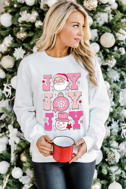 Beige Christmas Claus JOY Graphic Drop Shoulder Sweatshirt