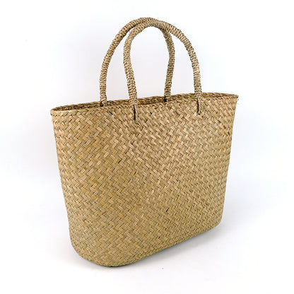 Hand Woven Seaweed Bag, Straw Mat Bag, Nordic Style Bag, Leisure Bag