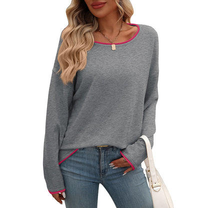 Round Neck Color Jump Core Yarn Long Sleeve Sweater