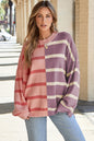 Blue Stripe Colorblock Oversized Sweater