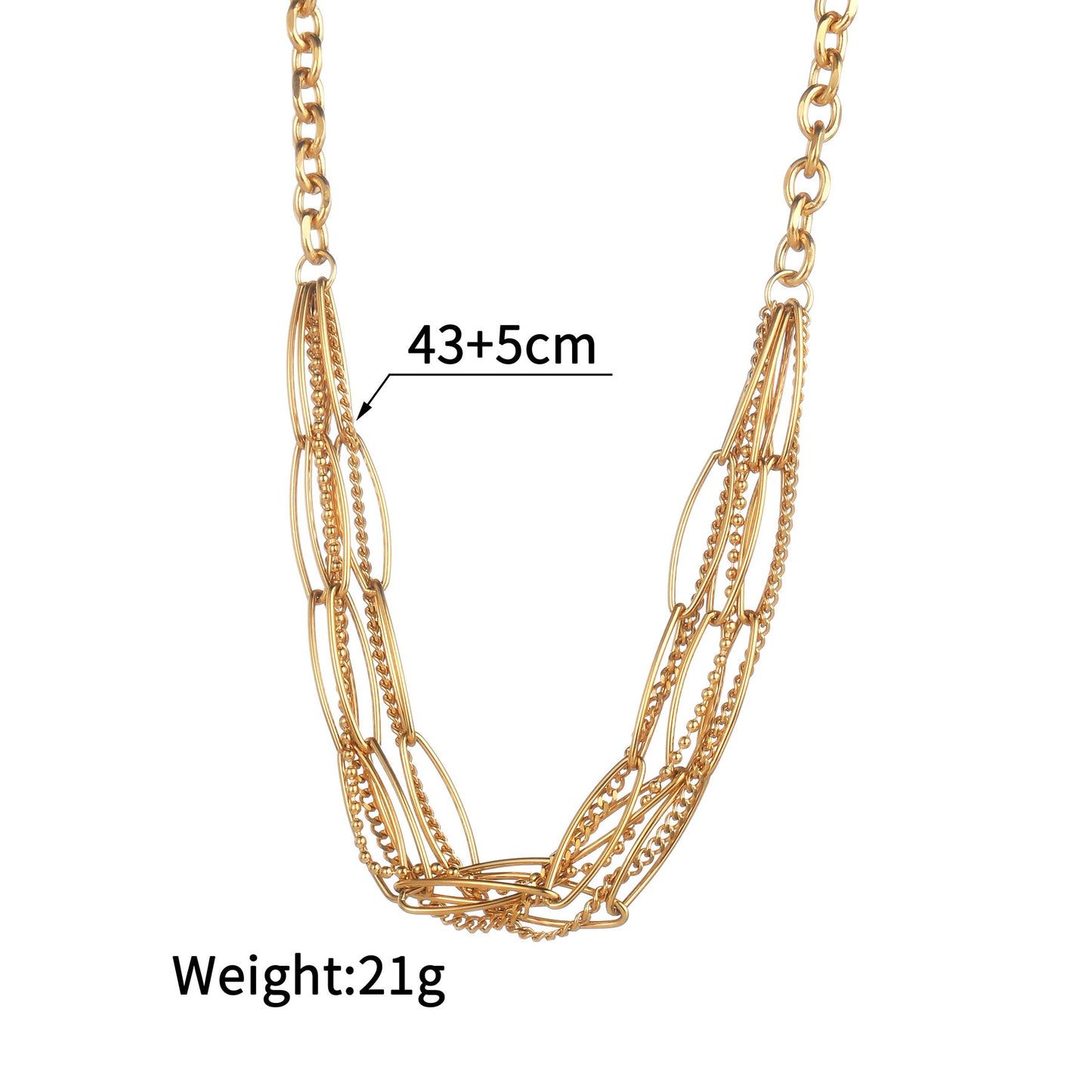 Fashion Multi-layer Gold Chain Necklace Bracelet