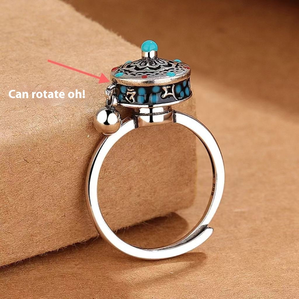 Ring Women's Retro Ethnic Style Rotatable Opening Adjustable Niche Ring