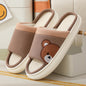 Cute Cartoon Bear Linen Slippers For Women Indoor Non-slip Sweat-absorbent Breathable Slip On Floor Bedroom Slipper House Shoes