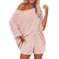 Off-the-shoulder Top Waist Shorts Casual Pajamas Suit