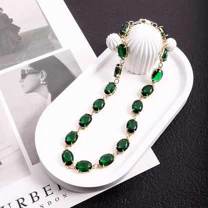 French Style High-grade Green Gem Necklace Luxury And Expensive