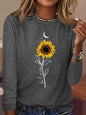 Comfort And Casual Printed Long Sleeve Round Neck T-shirt