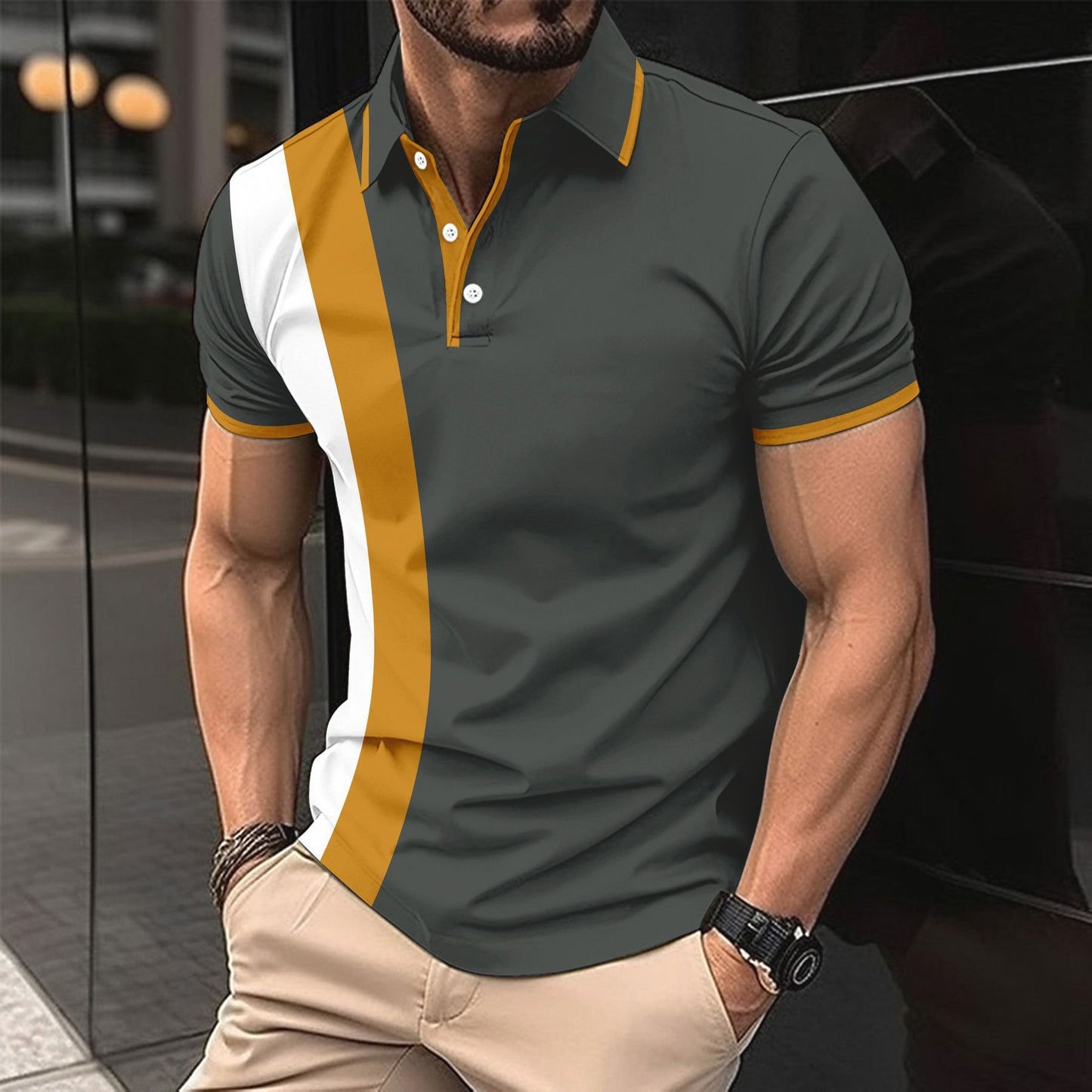 Business Colorblock All-matching T-shirt