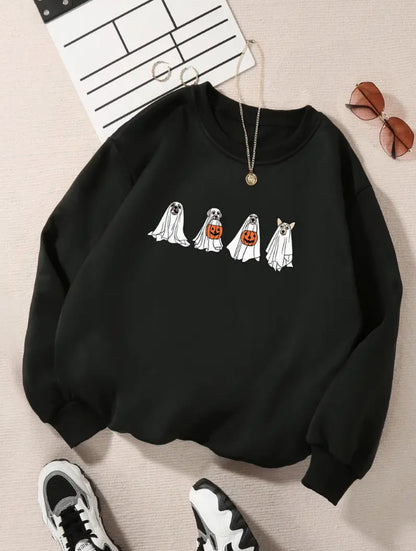 Letter Fleece Printed Casual Long Sleeved Sweatshirt