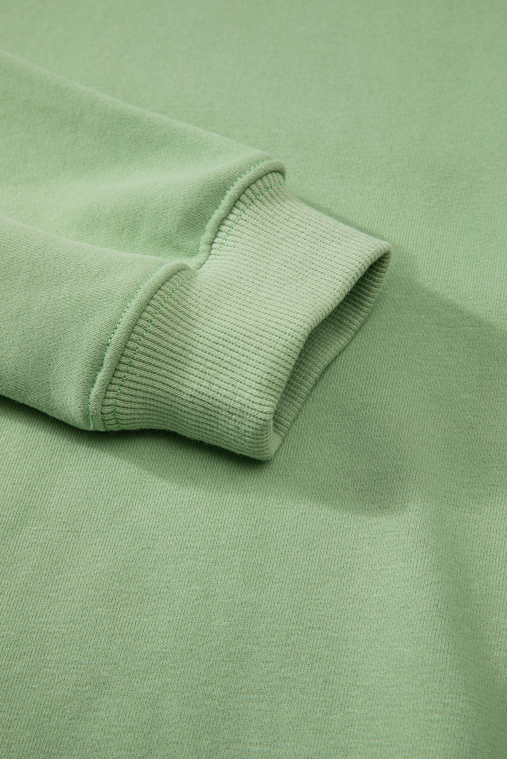 Smoke Green Solid Fleece Lined Drop Shoulder Terry Sweatshirt