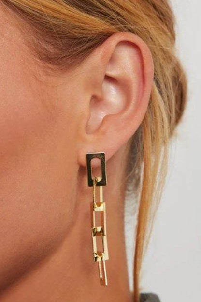 Gold Chain Connect Alloy Dangle Earrings