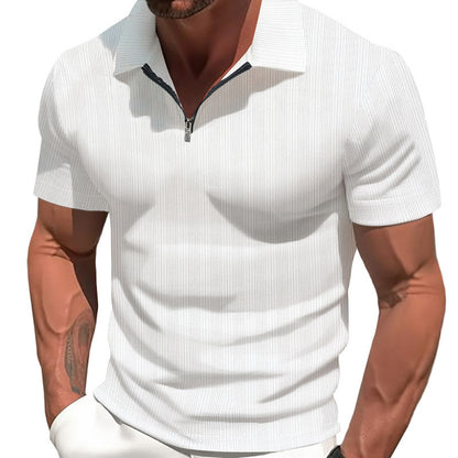 American-Style Heavyweight Jacquard Short Sleeve Shirt for Men