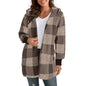 Coat Loose Plaid Color Stitching Knitted Cardigan Sweater