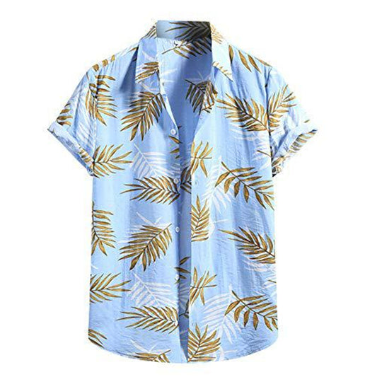 Spring And Summer New Men's Short-sleeved Floral Shirt Hawaiian Shirt