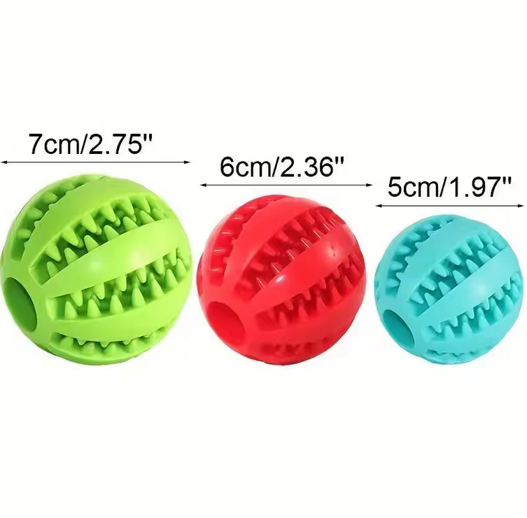 Non-Toxic Natural Rubber Pet Chew Toys - Interactive Tooth Cleaning Food Dispensing Dog Toy Balls