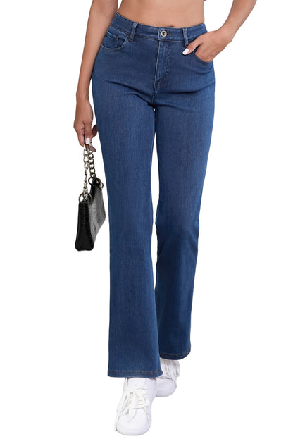 Ashleigh Blue Mid Waist Stretchy Knit Casual Bootcut Jeans